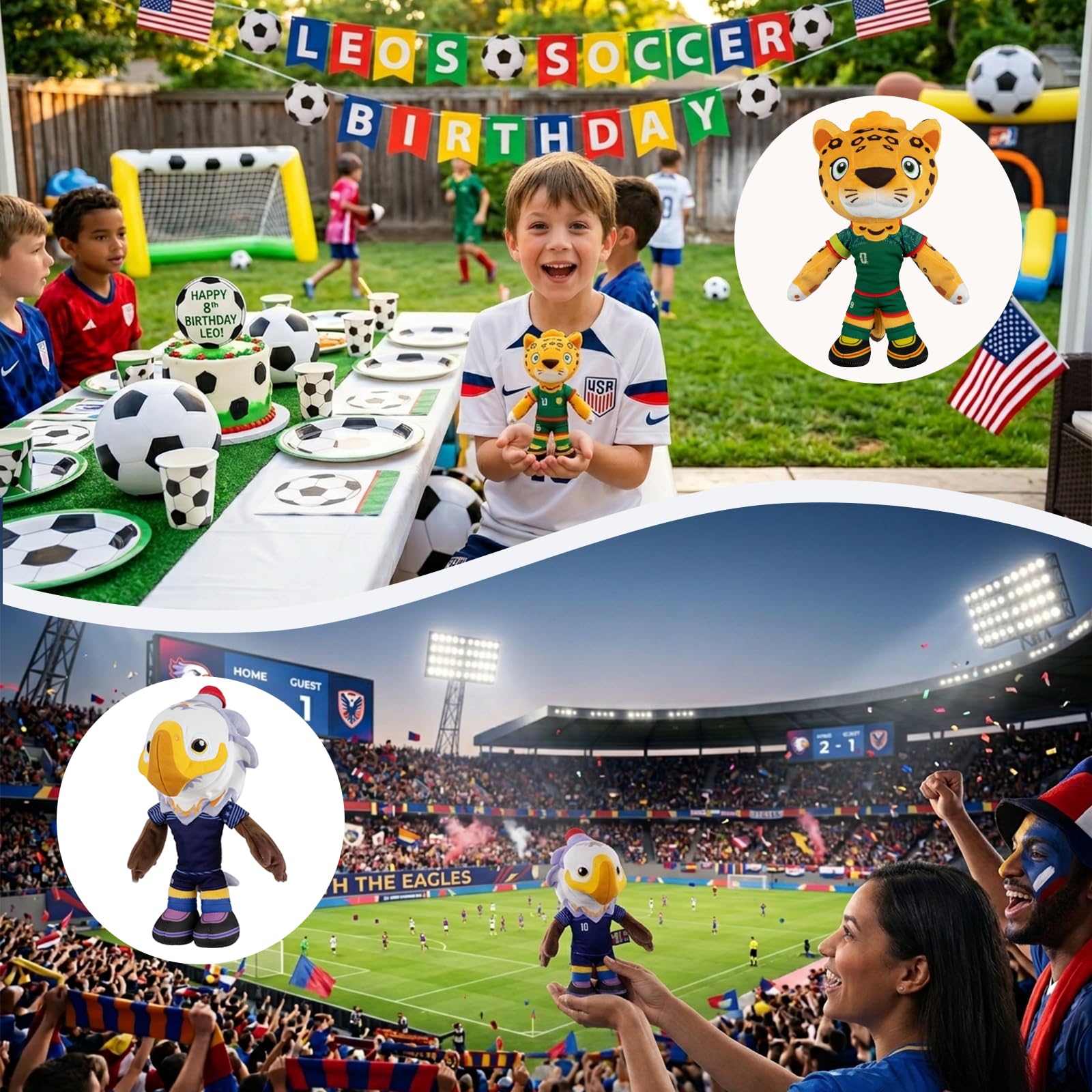 EOHX 2026 World Cup Mascot Plush Toys, 12 Inch Soft Stuffed Animal Set, Merchandise for Kids, Football Fans Gift, Party Favors, Room Decor