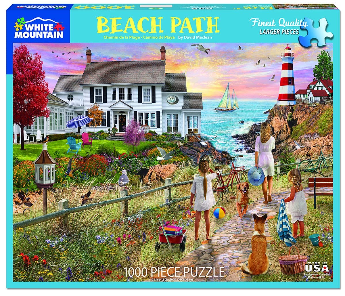 White Mountain 1000 Piece Jigsaw Puzzle Scenic Ocean House, Beach Path