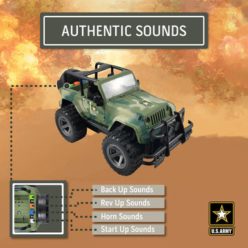 Lollipop United States Army Friction Powered 1/16 Model Off Road Vehicle w/Car Light & Sound, Push & Go Toy Rescue Battle Truck Military Toys 3+ yrs