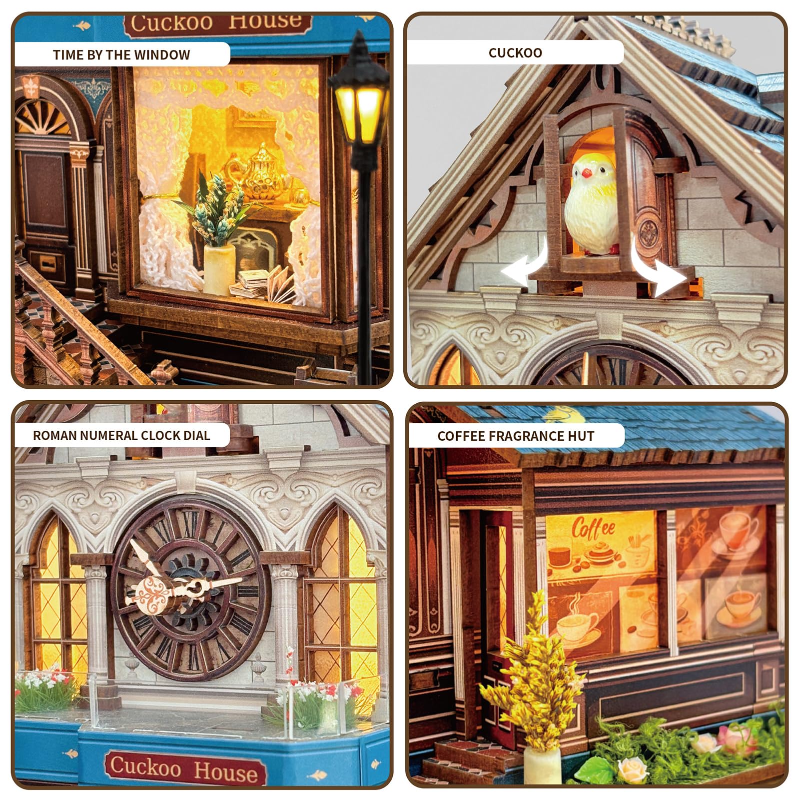 UFLJPKS Book Nook Kit for Adults and Teens, DIY Miniature House Kit with Led Light, 3D Wooden Puzzles for Adults, Wood Gifts for Family
