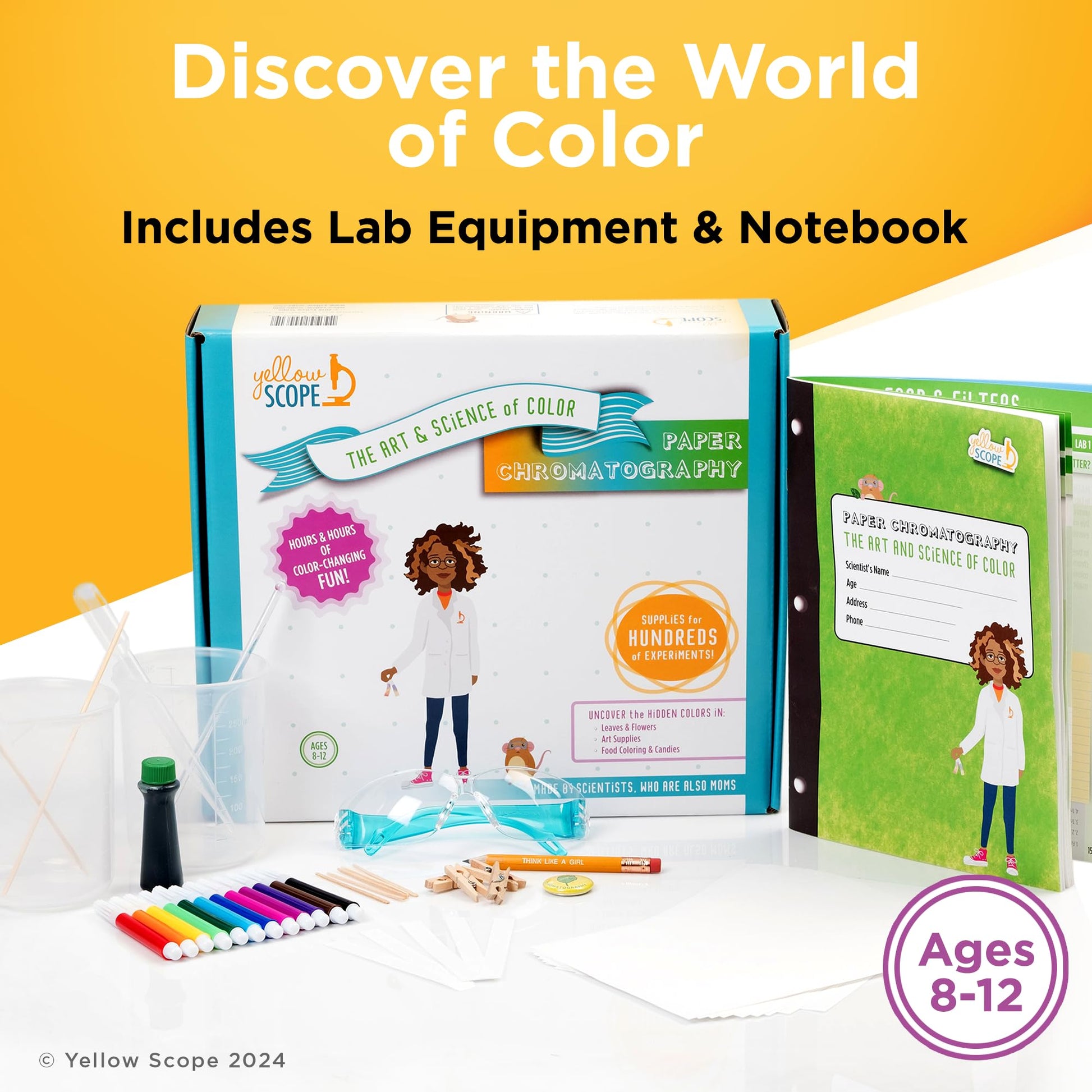 YELLOW SCOPE Paper Chromatopgraphy Science Kit for Kids, Toddler Activities, Preschool Learning Activities, STEM Kits for Girls and Boys, Educational