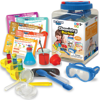 Dr. STEM Toys - Kids First Chemistry Set Science Kit | 29 Lab Elements Includes 10 Easy Experiments | Safe and Non-Toxic Ideas for Kids | Stem