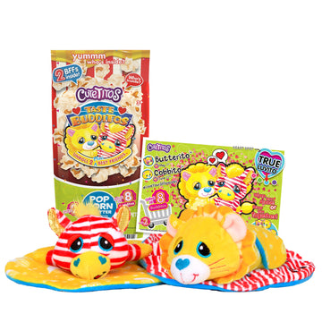 Basic Fun Cutetitos 39269 Budditos Food Pairings Series, Buttered Popcorn Edition, Two 5 Inch Cuddly Toys, Best Friend Teddy, Soft Toys for Girls