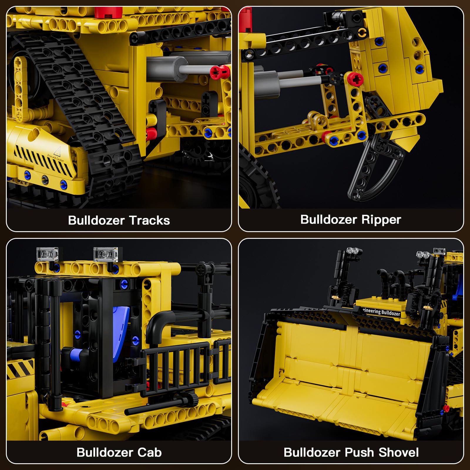 RC Bulldozer Building Set, 1508 Pcs Construction Vehicle Model for 14+