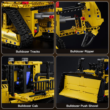 RC Bulldozer Building Set, 1508 Pcs Construction Vehicle Model for 14+