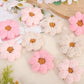 Boho Crochet Daisy Garland - Pink and Beige Yarn Floral Banner for Baby Girl Nursery Decor, Handmade Daisy Garland for Birthday Party, Boho Room Wall