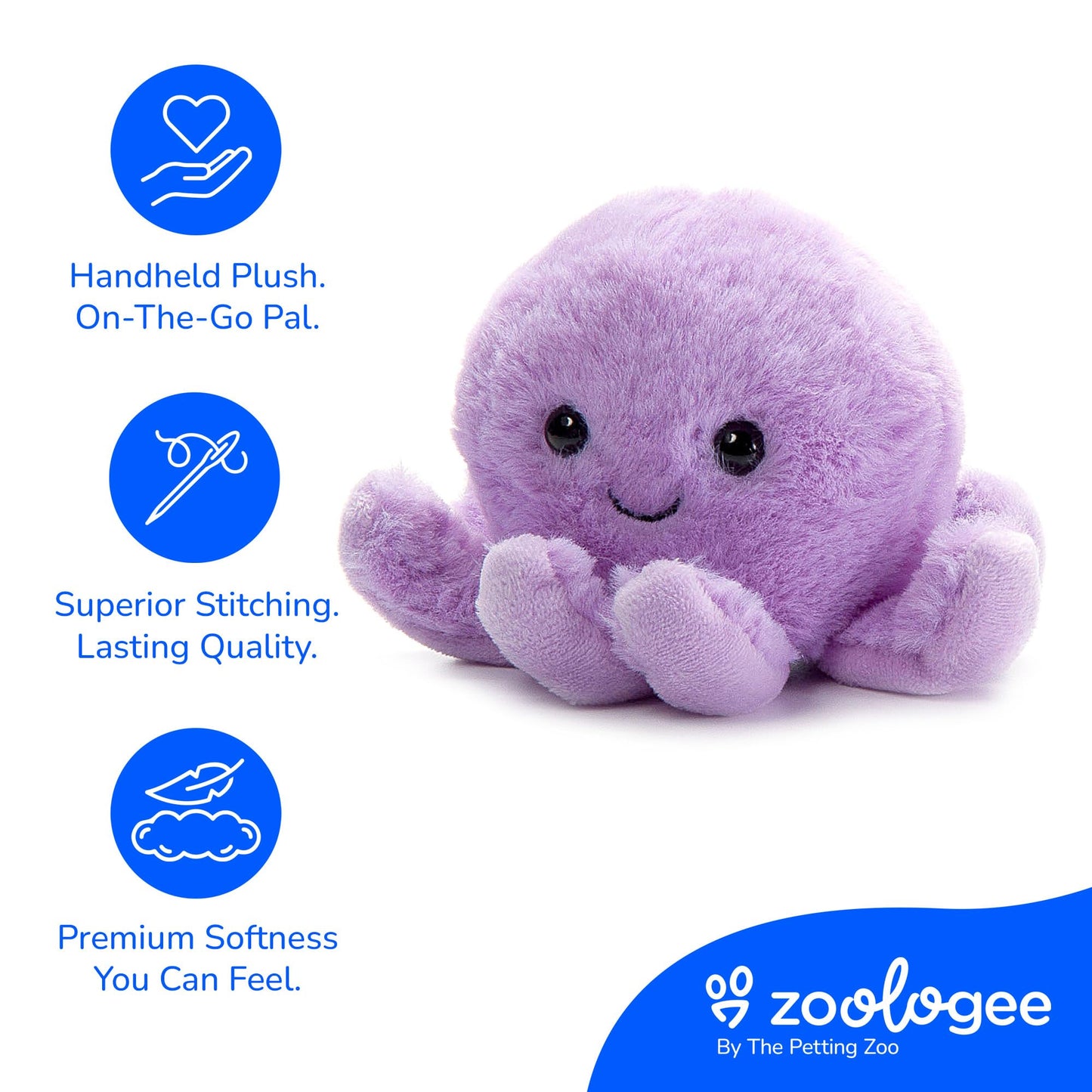 The Petting Zoo Purple Octopus Stuffed Animal Plushie, Gifts for Kids, Nuggetz Sealife Animals, Octopus Plush Toy, 6 inches