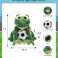 DolliBu Squat Frog Stuffed Animal with Soccer Ball Plush - Soft Huggable Frog, Adorable Playtime Squat Frog Plush Toy, Cute Farm Life Sports Gift