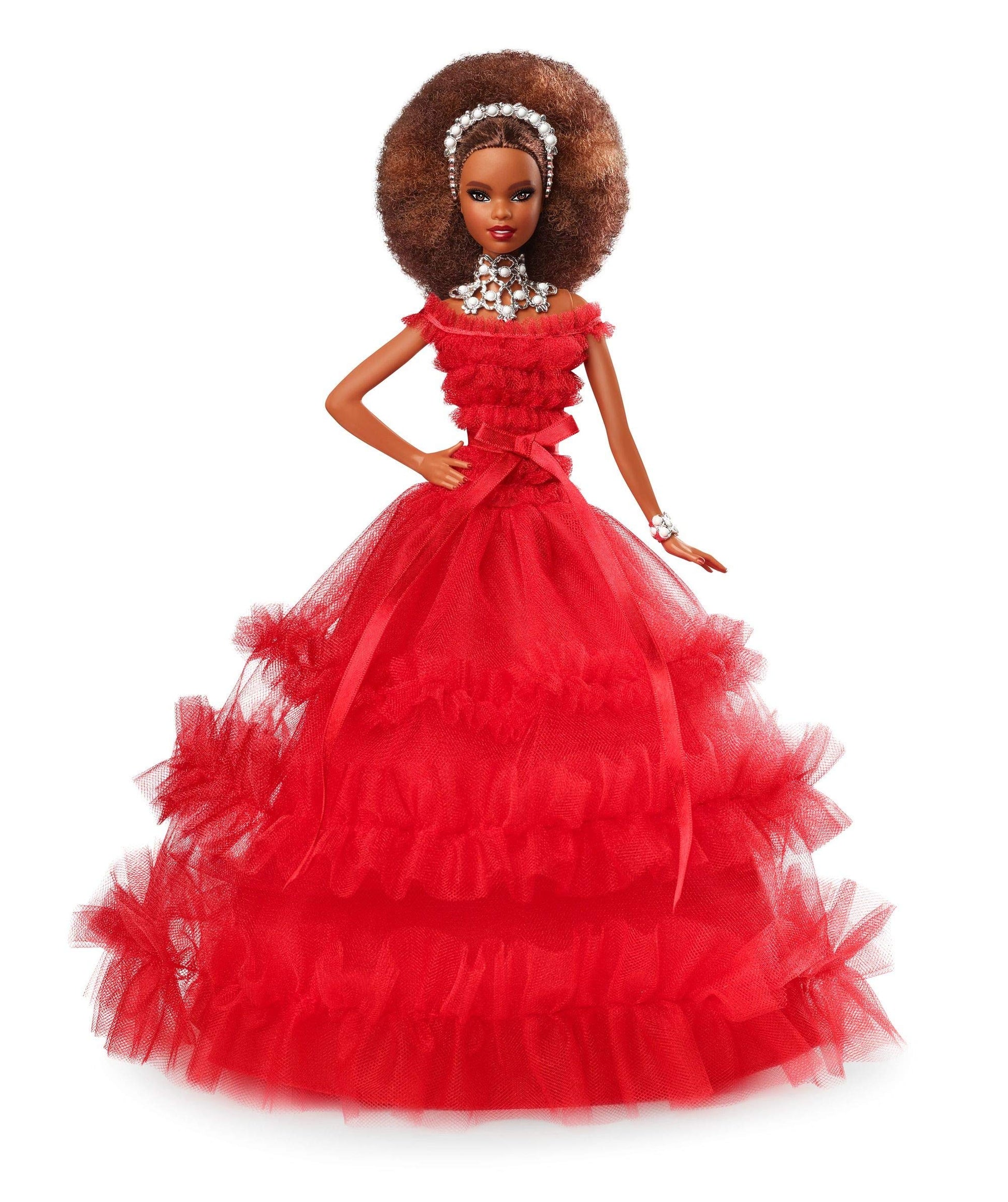Barbie 2018 Holiday Doll 30th Anniversary with Elegant Red Gown & Accessories