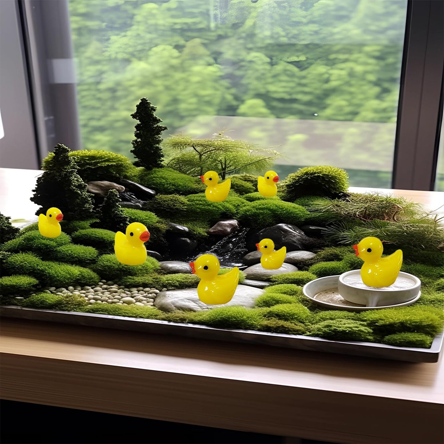 HAMIYELL Pack of 36 Tiny Ducks Little Plastic Duck Mini Resin Ducks for Garden Decorations, Dollhouse Miniatures, Crafts Ornaments(Yellow)