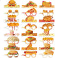 LFCFDX Fast Food Paper Hats, Glasses, and Ropes (48 Pcs) - Perfect for Fast Food Themed Parties, Birthday Parties, Classroom Activities, and More