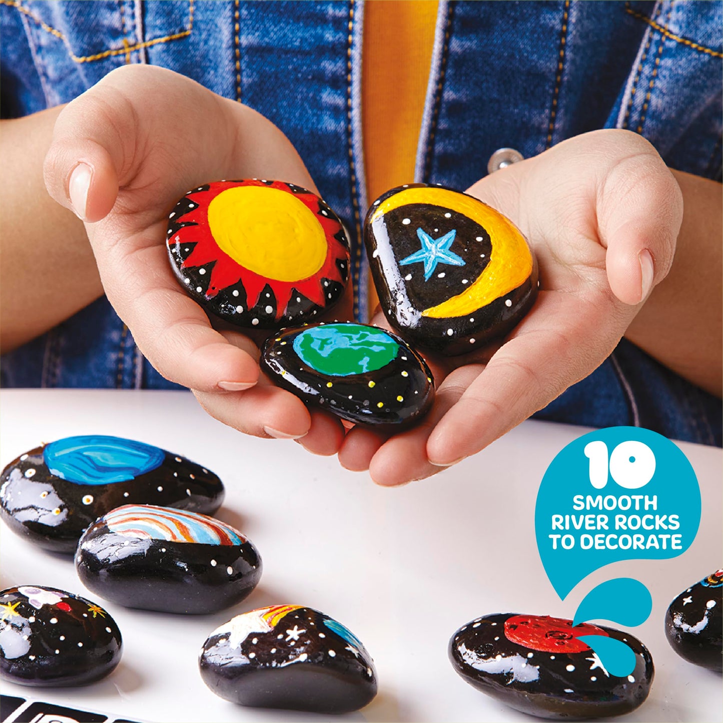 Discovery™ Solar System Studio Rock Art Kit, 35-Piece Space Craft Painting Set, Paint and Decorate Galaxy Rocks with Stencils, STEM Art Kit for Kids