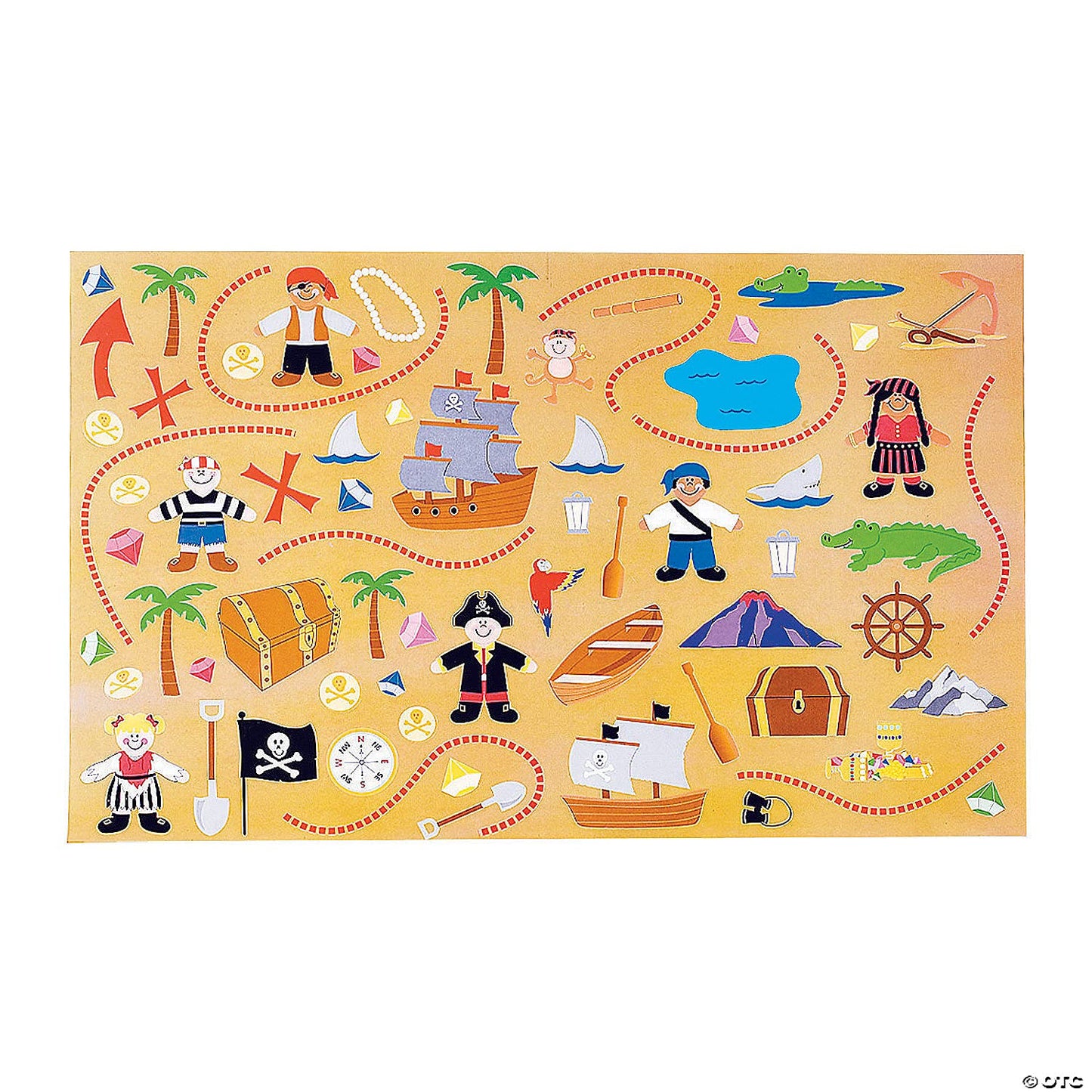 DIY Giant Treasure Island Map Sticker Scenes - 12 Backgrounds and 12 Sticker Sheets - Pirate Party Activity for Kids