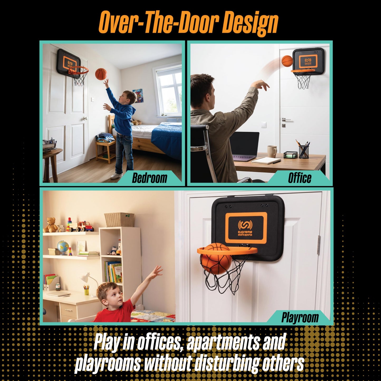 Supreme Silent Sports Indoor Over the Door Basketball Hoop