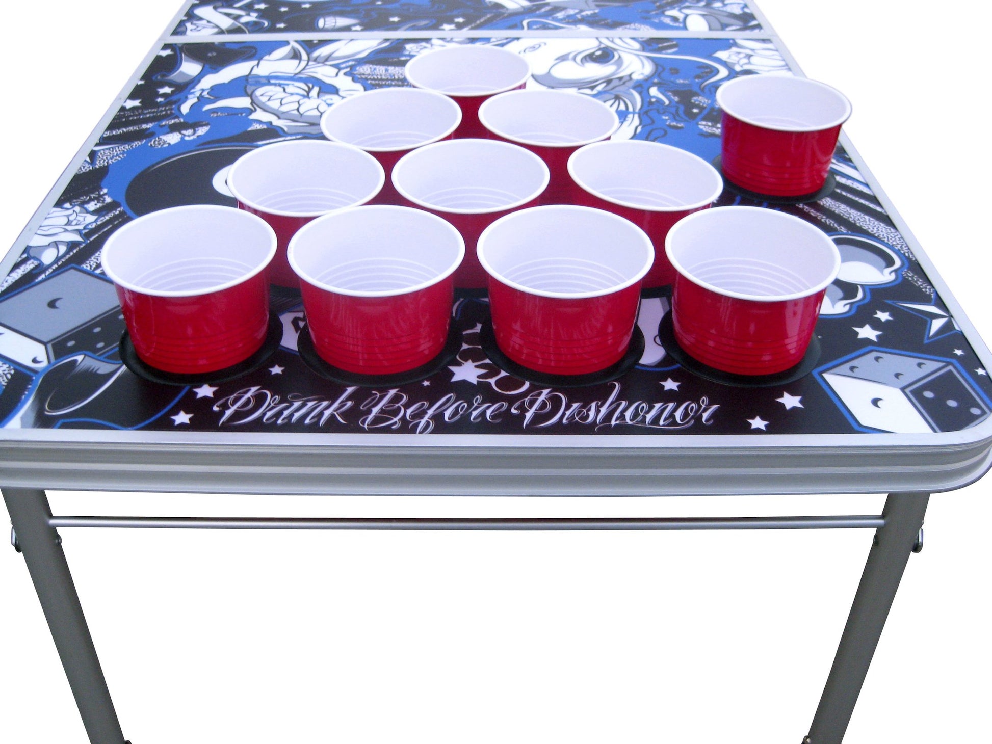 Tattoo Portable Beer Pong Table with Holes