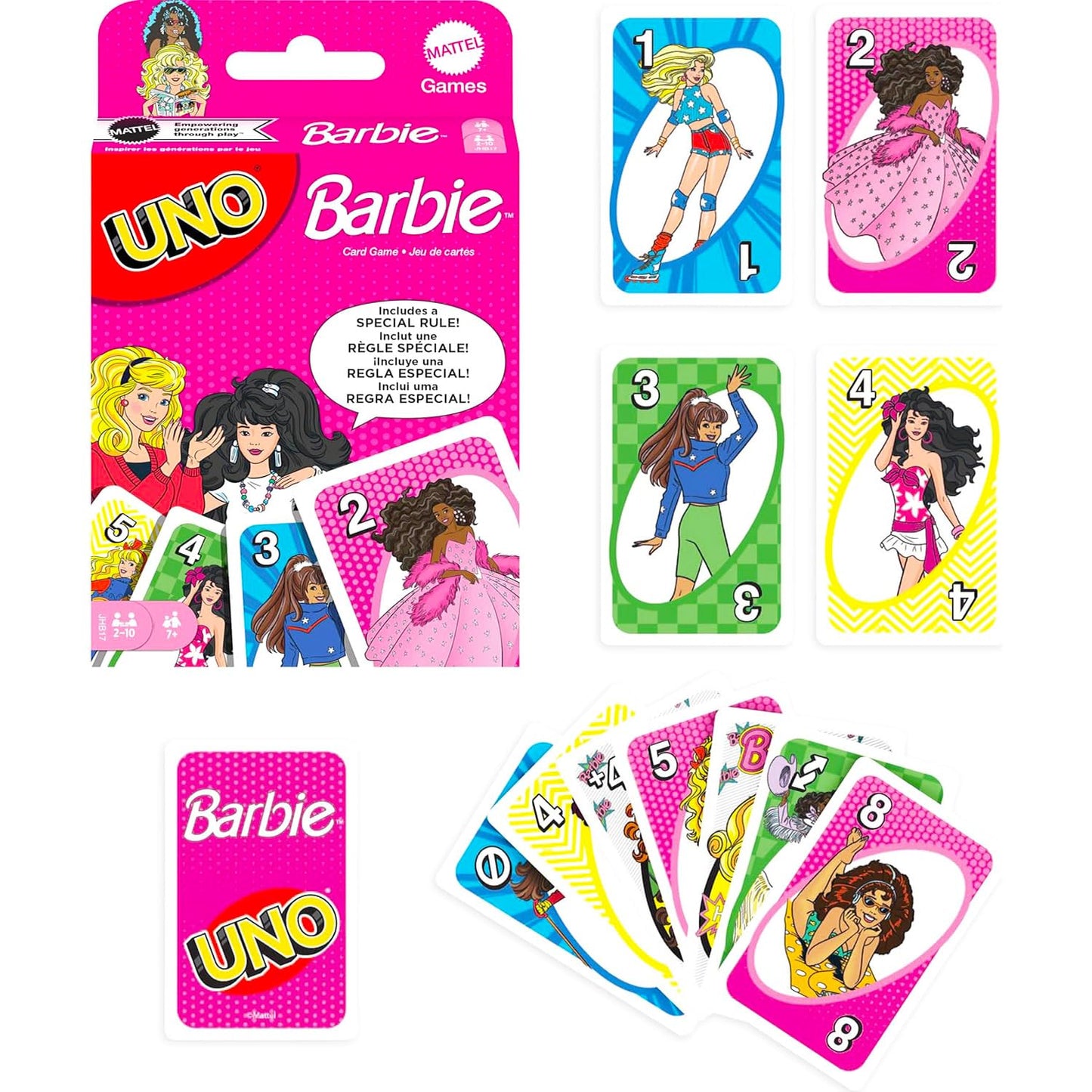 Mattel UNO Cards for Girls Set - Bundle with Disney Princess, Stitch, Barbie UNO Cards for Kids Plus Stickers | Disney Princess, Stitch, Barbie