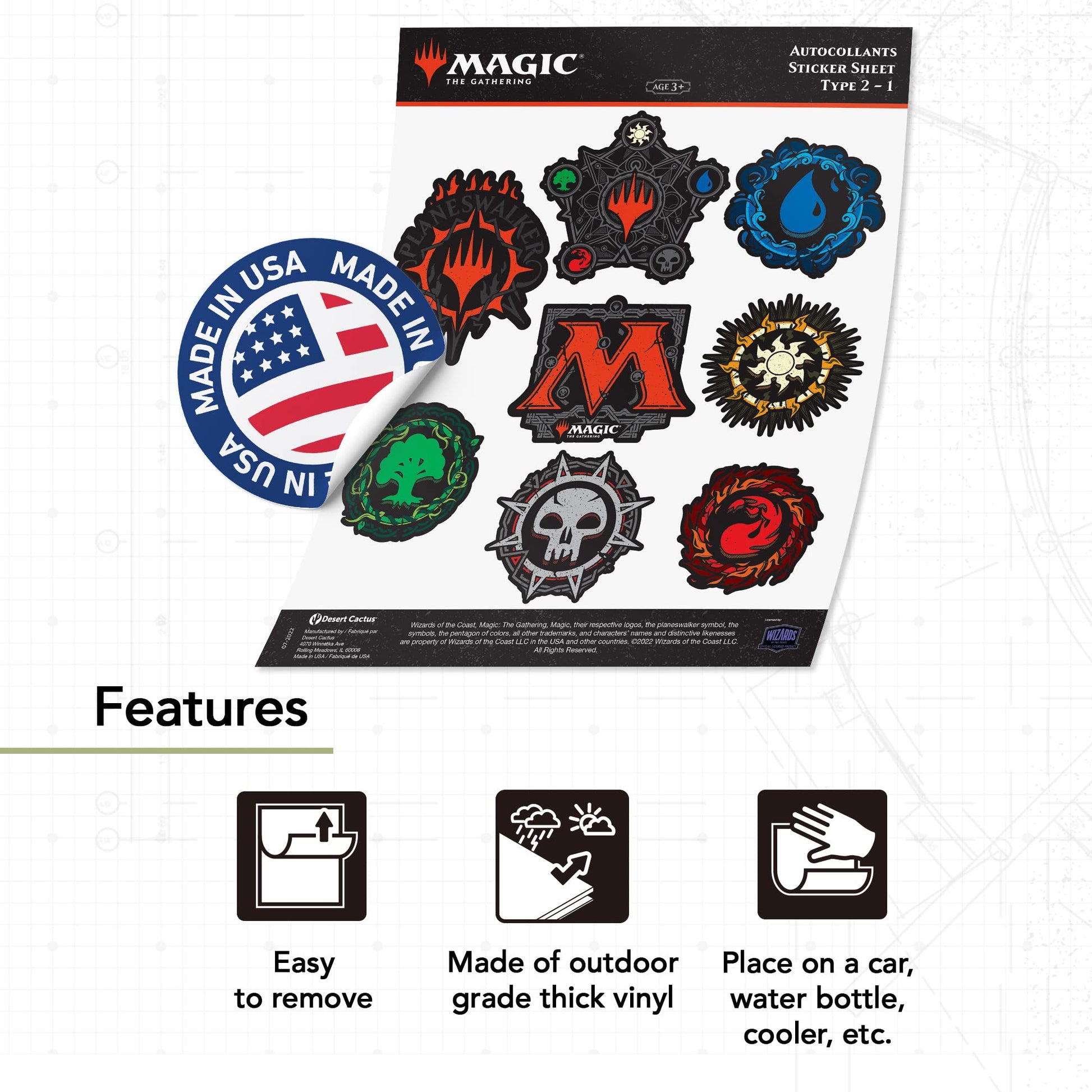 Desert Cactus Magic: The Gathering Stickers Vinyl Decal Laptop Water Bottle Car Scrapbook Sheet Decorations Birthday Favor Party Supplies (2-1)