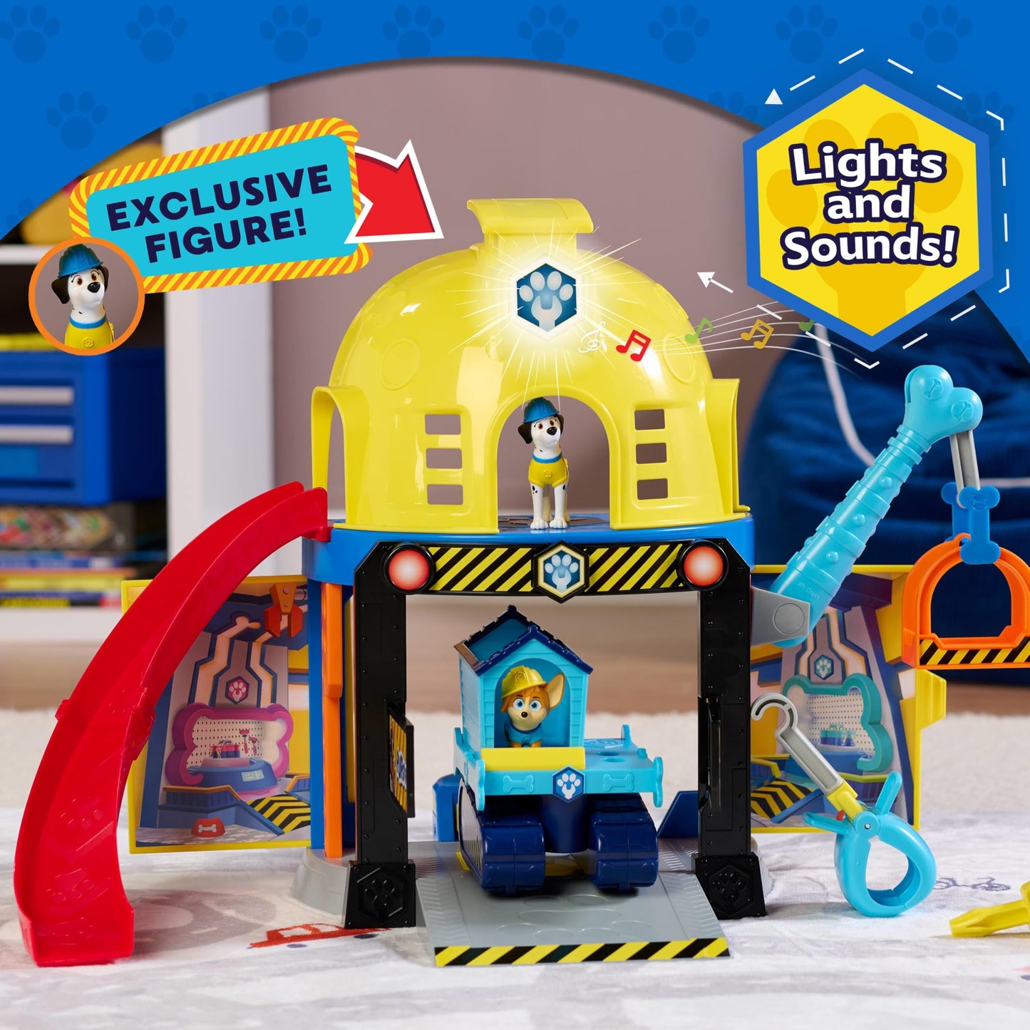 Disney Junior Pupstruction Pup HQ 12-piece Lights, Music, Phrases, and Sounds Playset, Exclusive Maya Figurine Included, Kids Toys for Ages 3 Up by