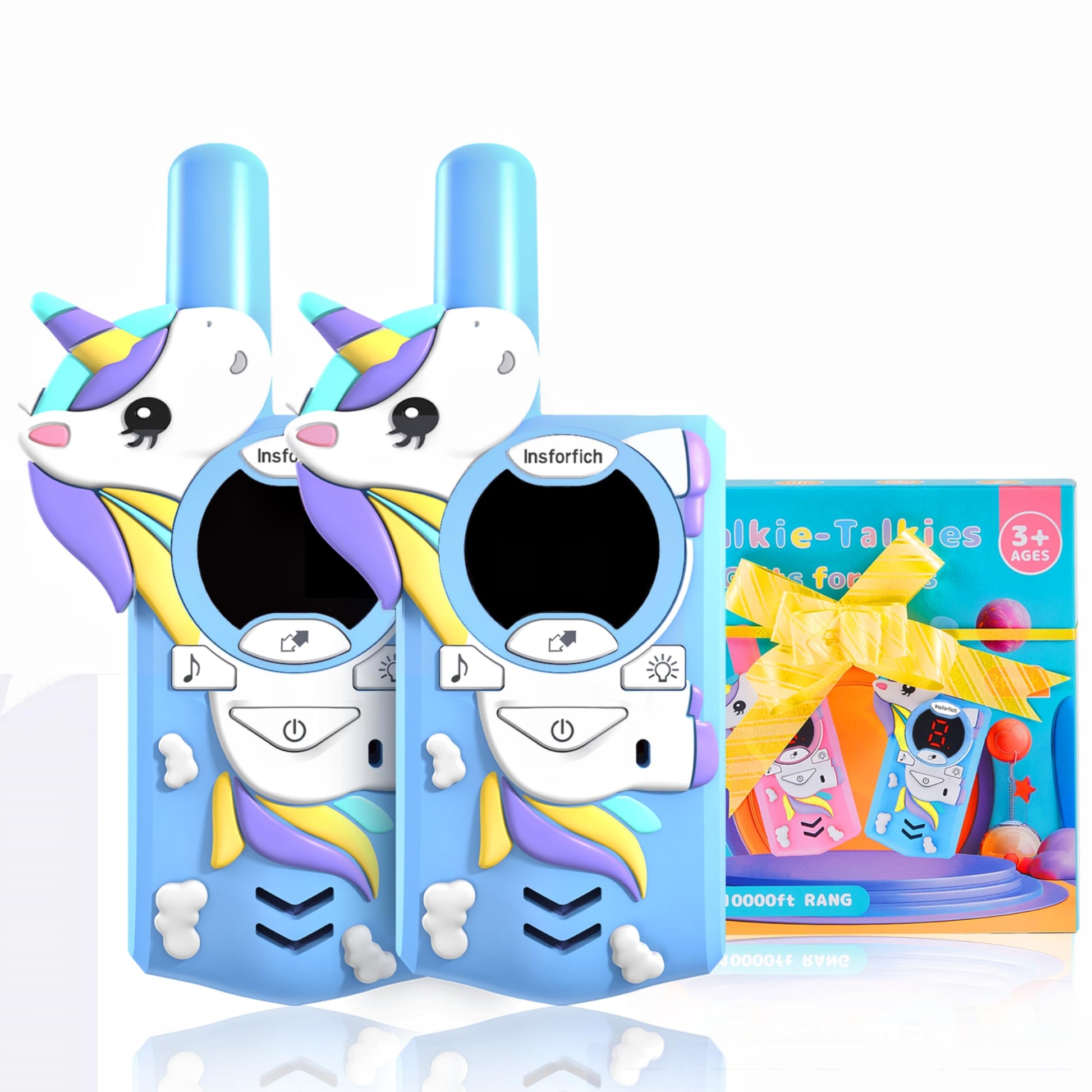 Unicorn Walkie Talkies for Kids,Toys Gifts for 3 4 5 6 7 8 9 Year Old Boys Girls,3 Channels 2 Way Radio Toy, 2 Miles Range for Outside, Camping