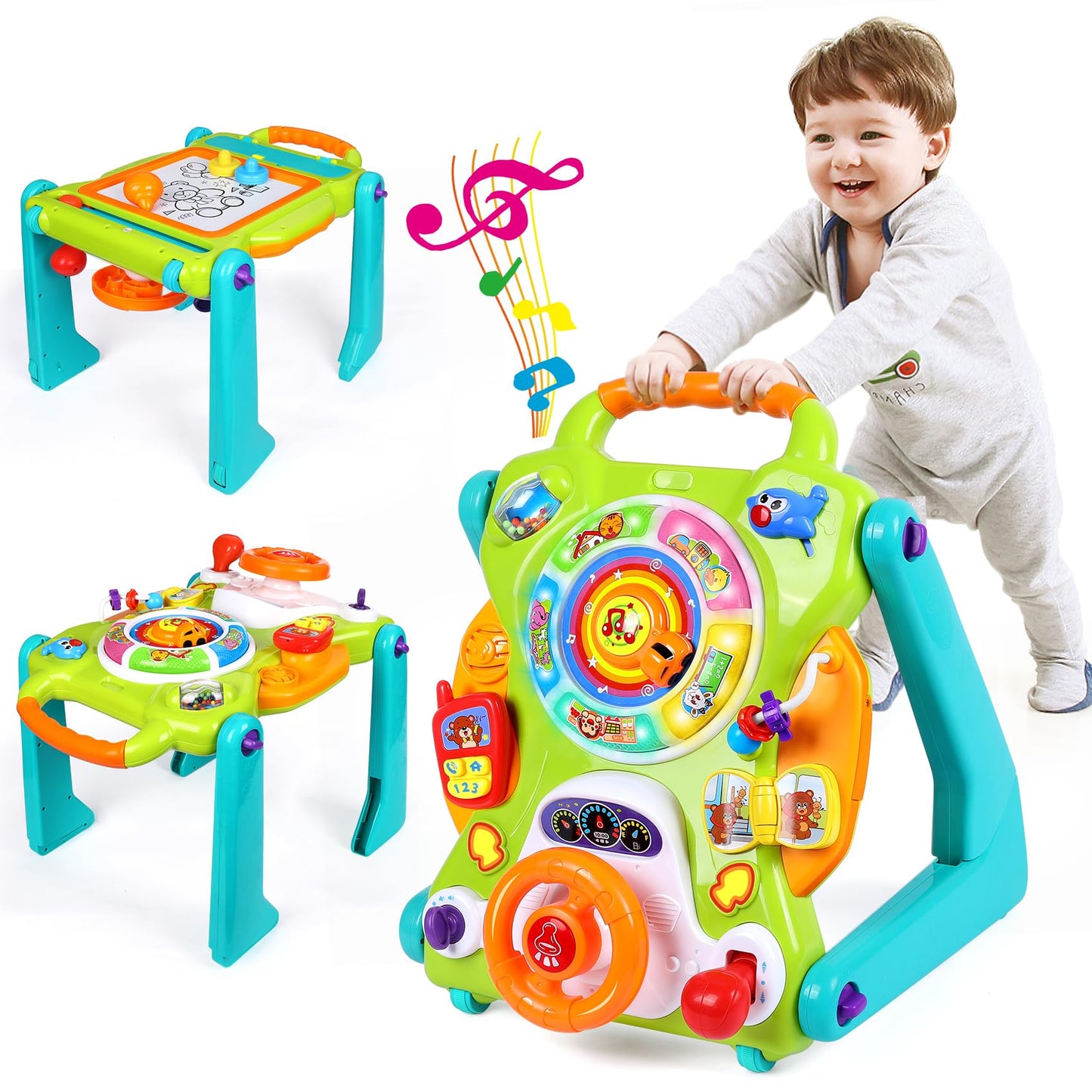 3-in-1 Baby Walker Sit to Stand Toy Activity Center for Infant Toddler 6M+