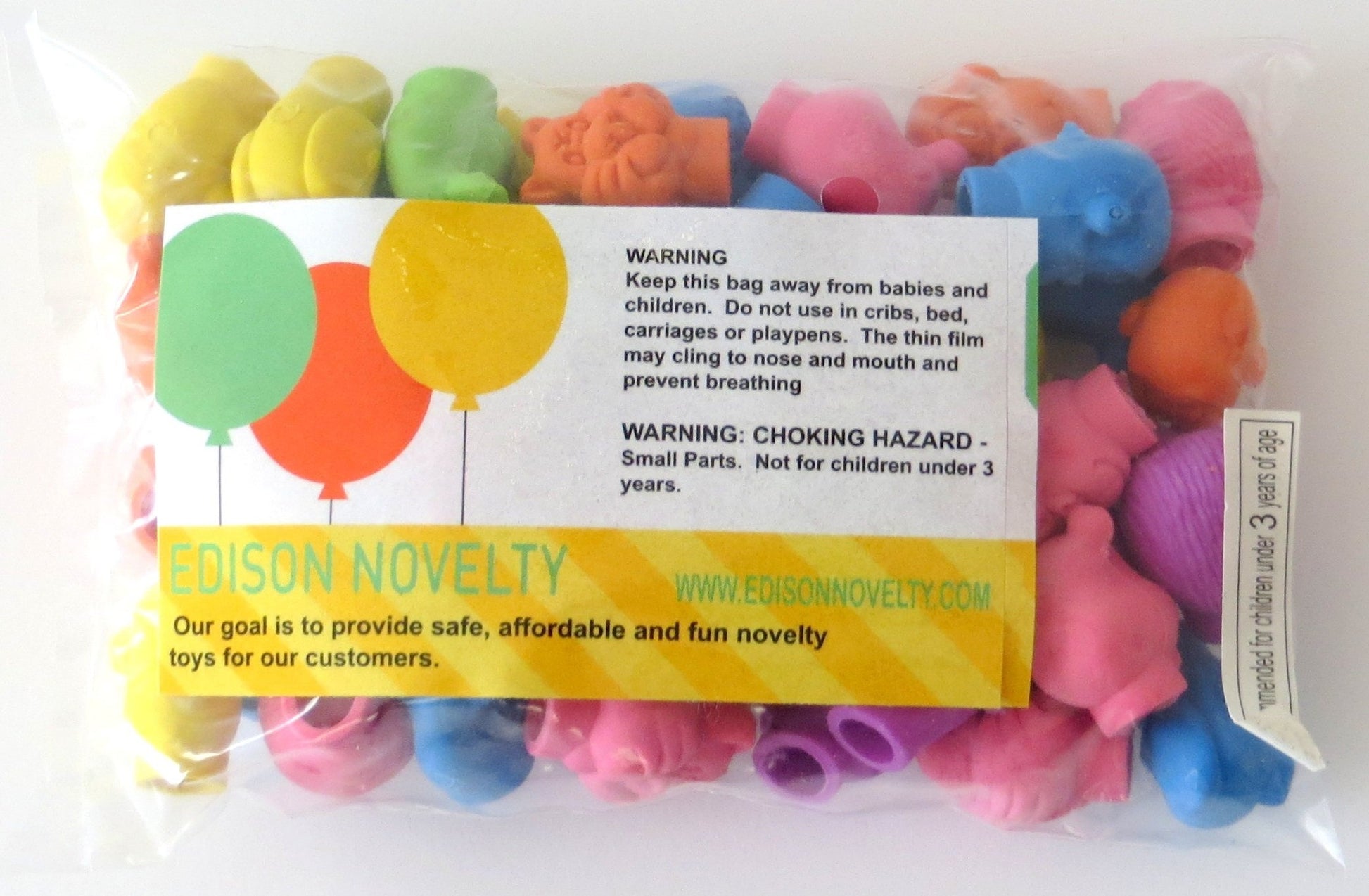 Edison Novelty Zoo Animal Pencil Top Erasers - (48 Erasers)