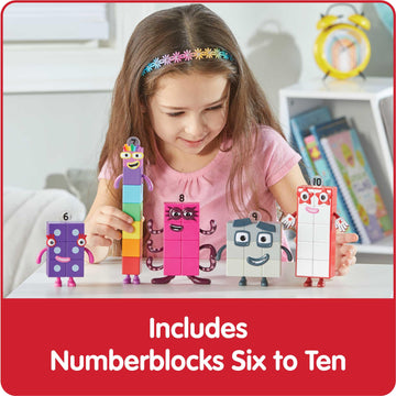 hand2mind Numberblocks Friends Six to Ten Figures - Official Licensed Character Action Figure Set, Numbers and Counting Figurines, Pretend Play Toys