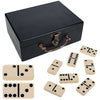 WE Games Double 6 Dominoes in Black Stained Wooden Treasure Box, Dominoes Set for Adults, Ivory Color Double Six Domino, Classic Board Games, Tile