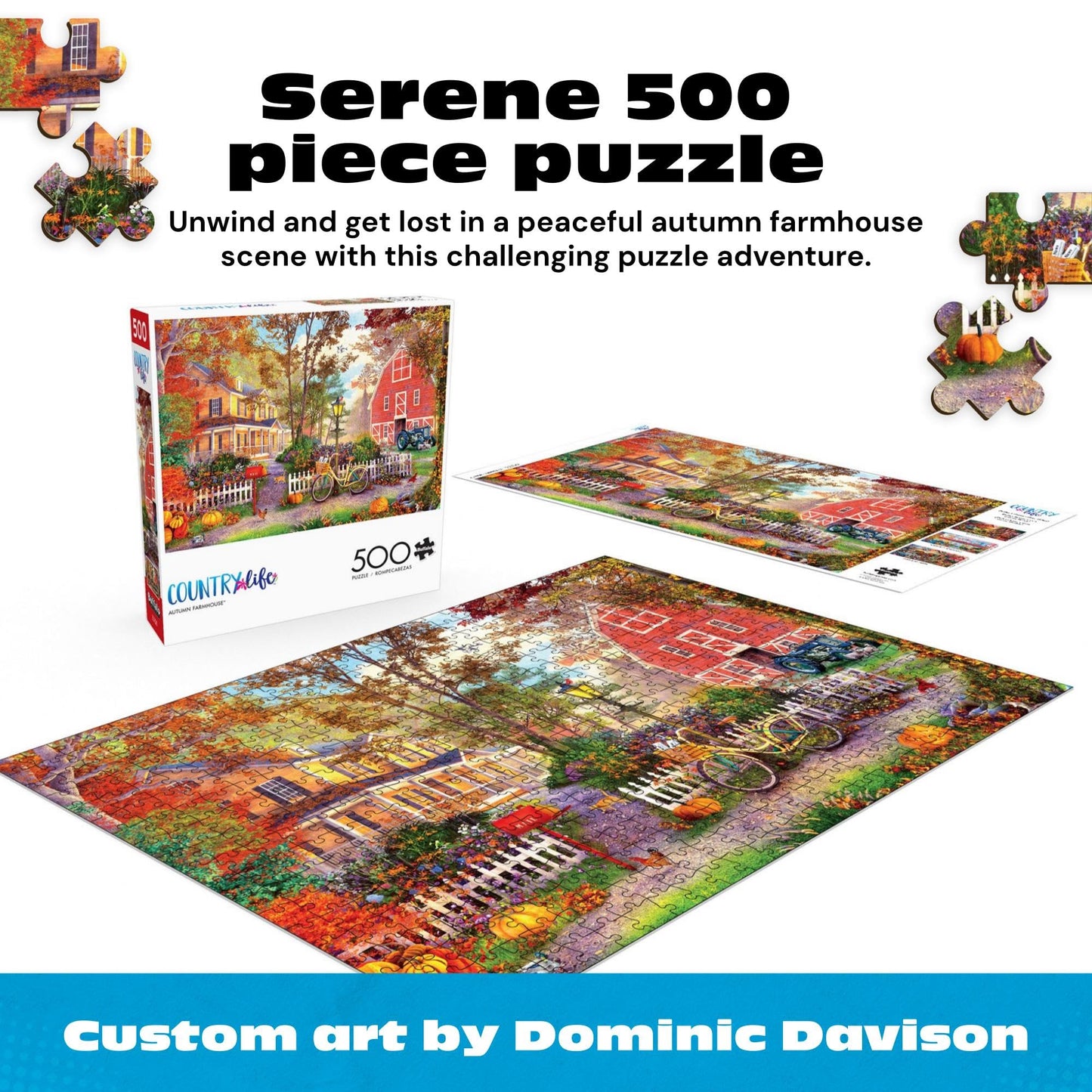 Buffalo Games - Autumn Farmhouse - 500 Piece Jigsaw Puzzle for Adults