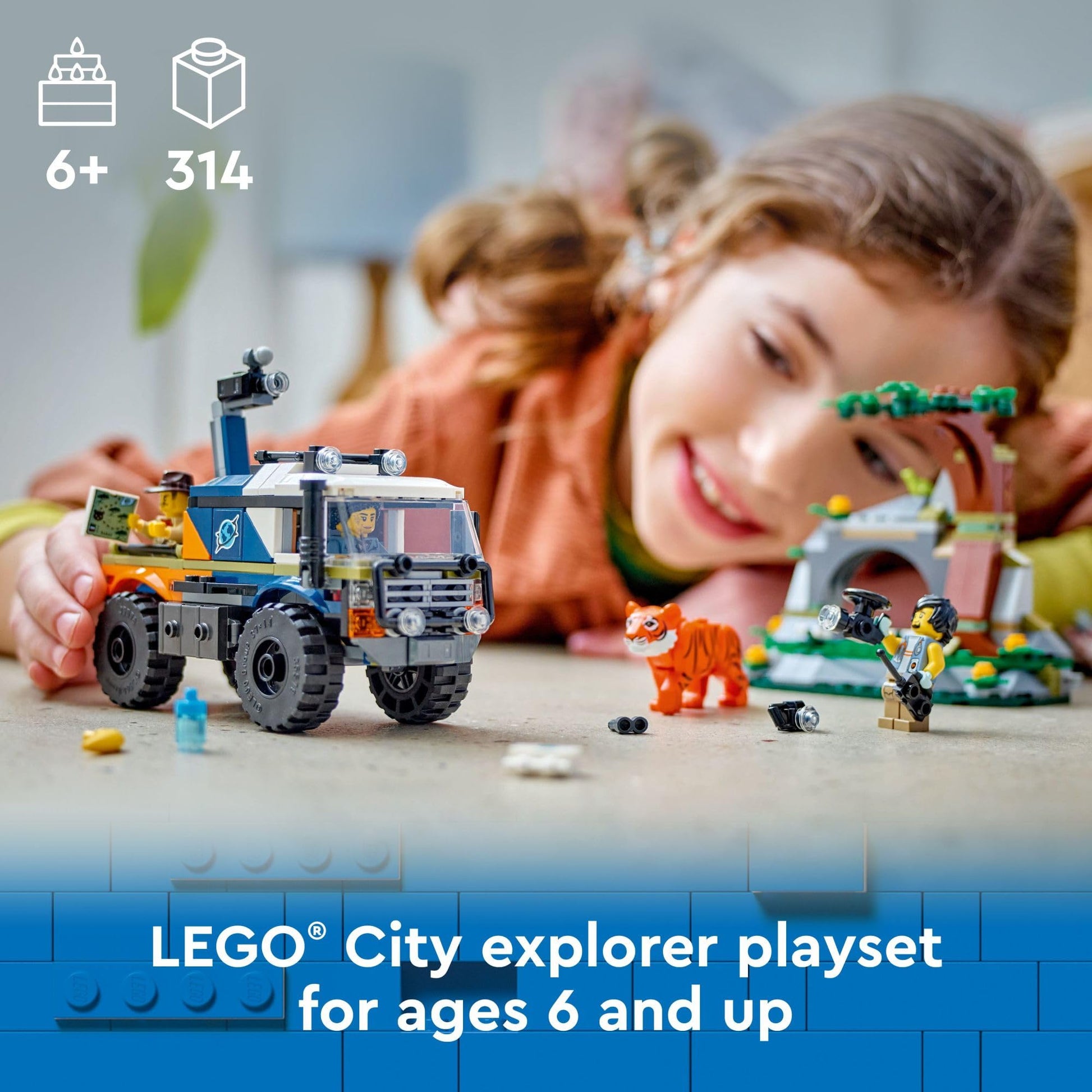 LEGO City Jungle Explorer Off-Road Truck, Jungle Toy Building Set for Kids Aged 6 and Up, Fun Birthday Gift Idea, Off-Road Truck Vehicle, 3 Adventurer
