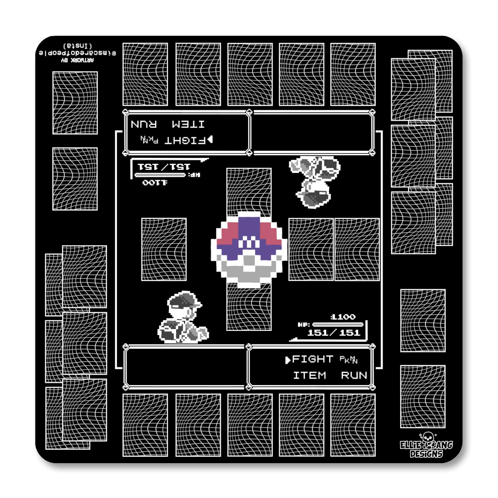 Playmat Designed for The Pokemon Trading Card Game (TCG) - Large 24 inch x 24 inch Playing Field - Stitched Edges - Rubber Anti-Slip Base (Retro