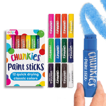 Ooly Chunkies 12 Mess Free Paint Sticks For Kids, Tempera Paint Sticks Kid Safe Colors, No Mess Quick Drying Art Supplies for Toddlers and Kids