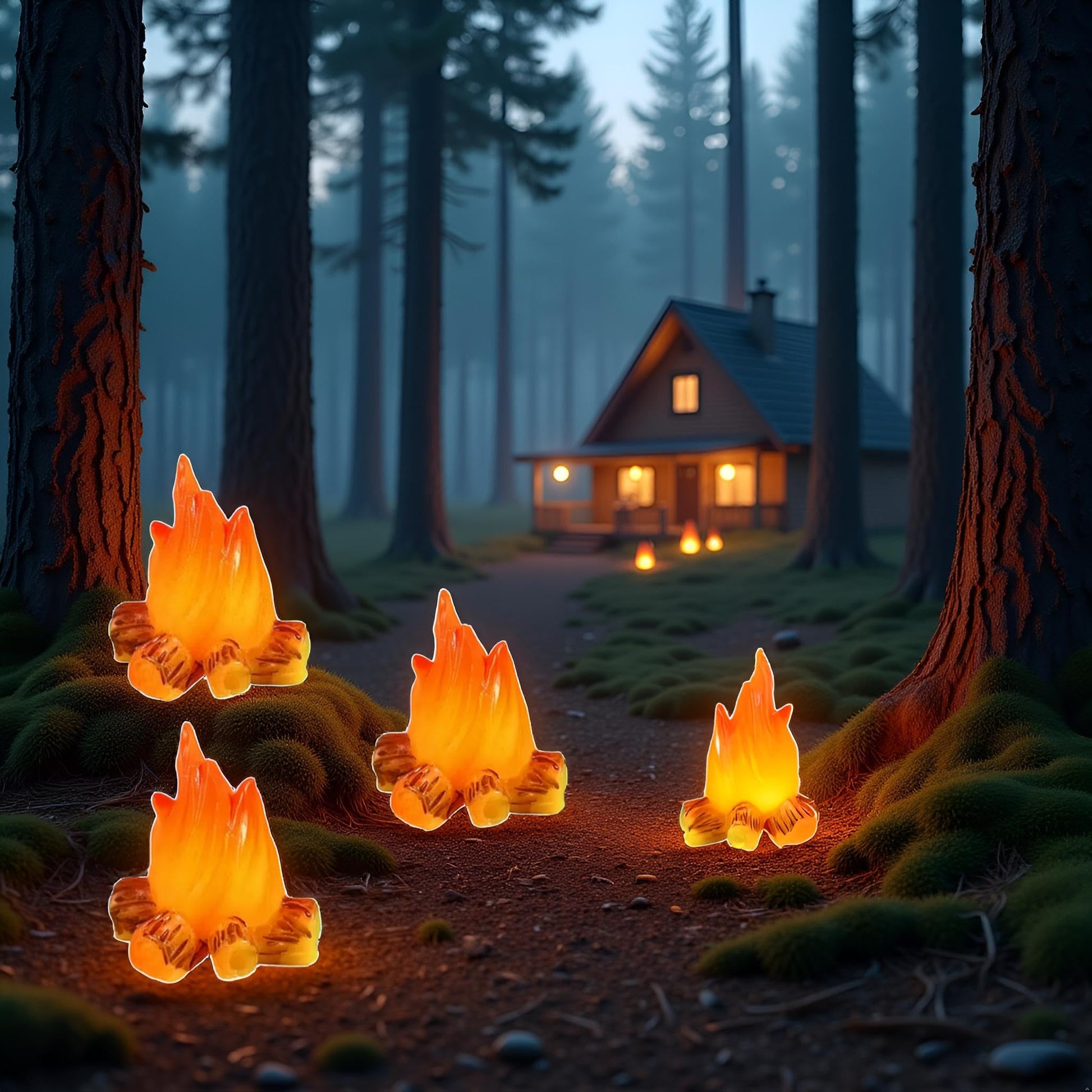 3-Pack Miniature Campfire Models - Resin Fake Fire for Dollhouse Ornaments, Halloween Decorations, and Micro Landscapes - Handcrafted Mini Fire Beads