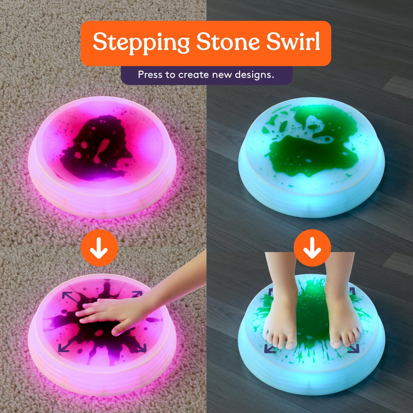 Special Supplies Liquid Gel LED Stepping Stones for Kids - Light-Up Circle Balance Blocks - Promote Coordination, Balance, Strength for Children
