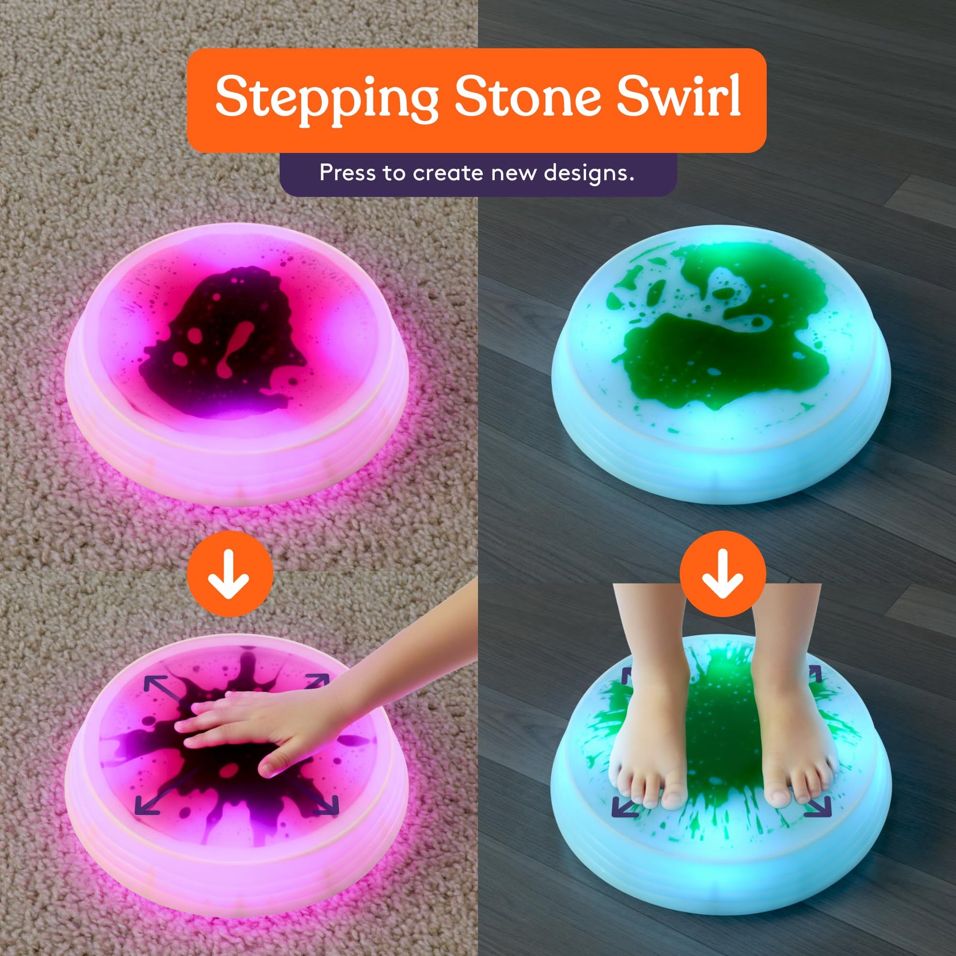 Special Supplies Liquid Gel LED Stepping Stones for Kids - Light-Up Circle Balance Blocks - Promote Coordination, Balance, Strength for Children