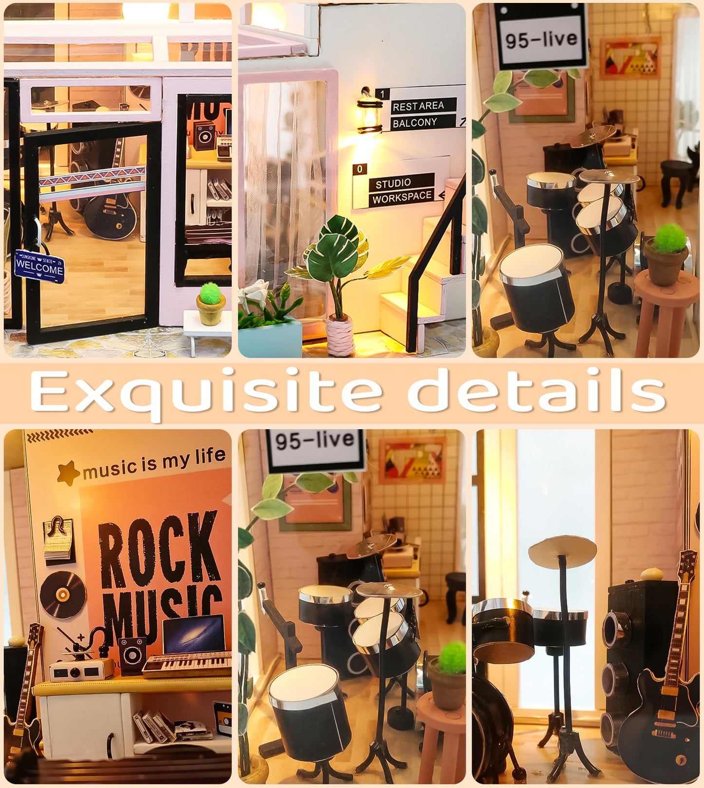 Spilay DIY Miniature Dollhouse Kit with Wooden Furniture,DIY Dollhouse Kit with Dust Proof and Music Movement,1:24 Scale Creative Room for Romantic