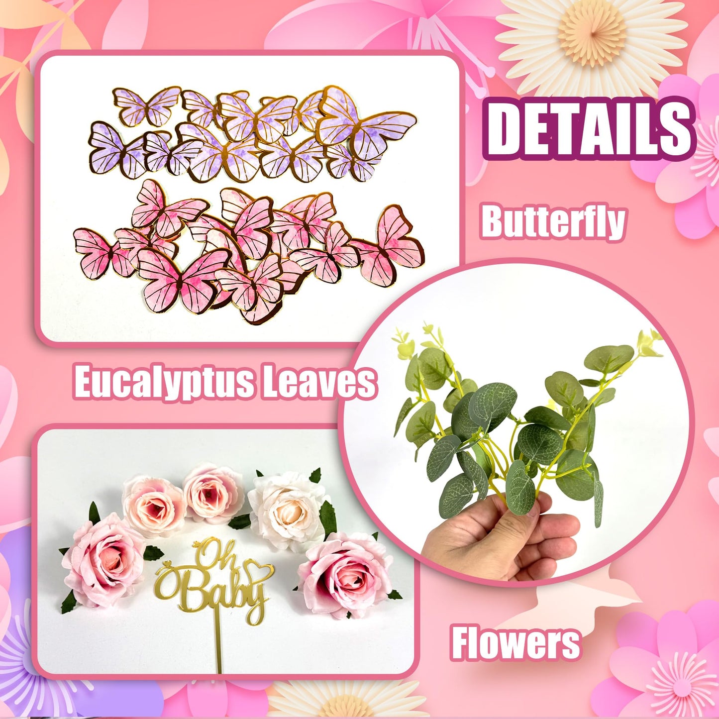Oh Baby Cake Toppers Butterfly Cake Decorations for Celebrating Birthday