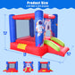 WELLFUNTIME Inflatable Bounce House Jumping Castle Slide with Blower, Kids Bouncer with Basketball Rim, 110x82.5x72.8 Inch Bouncy Castle