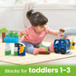 MEGA BLOKS Fisher-Price Toddler Building Blocks, Green Town Charge & Go Bus with 34 Pieces, 2 Figures, Kids Age 1+ Years