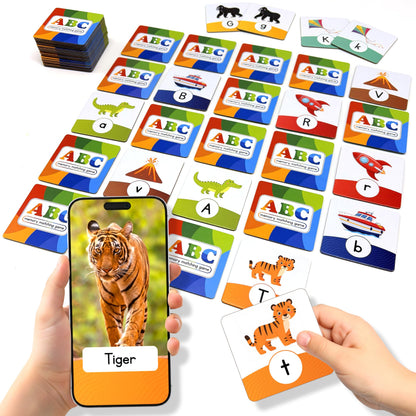 ABC Memory Matching Game for Kids | NFC Cards Interact with App | Tap to Explore Letters, Sounds & Real-World Videos | Preschool Alphabet Learning