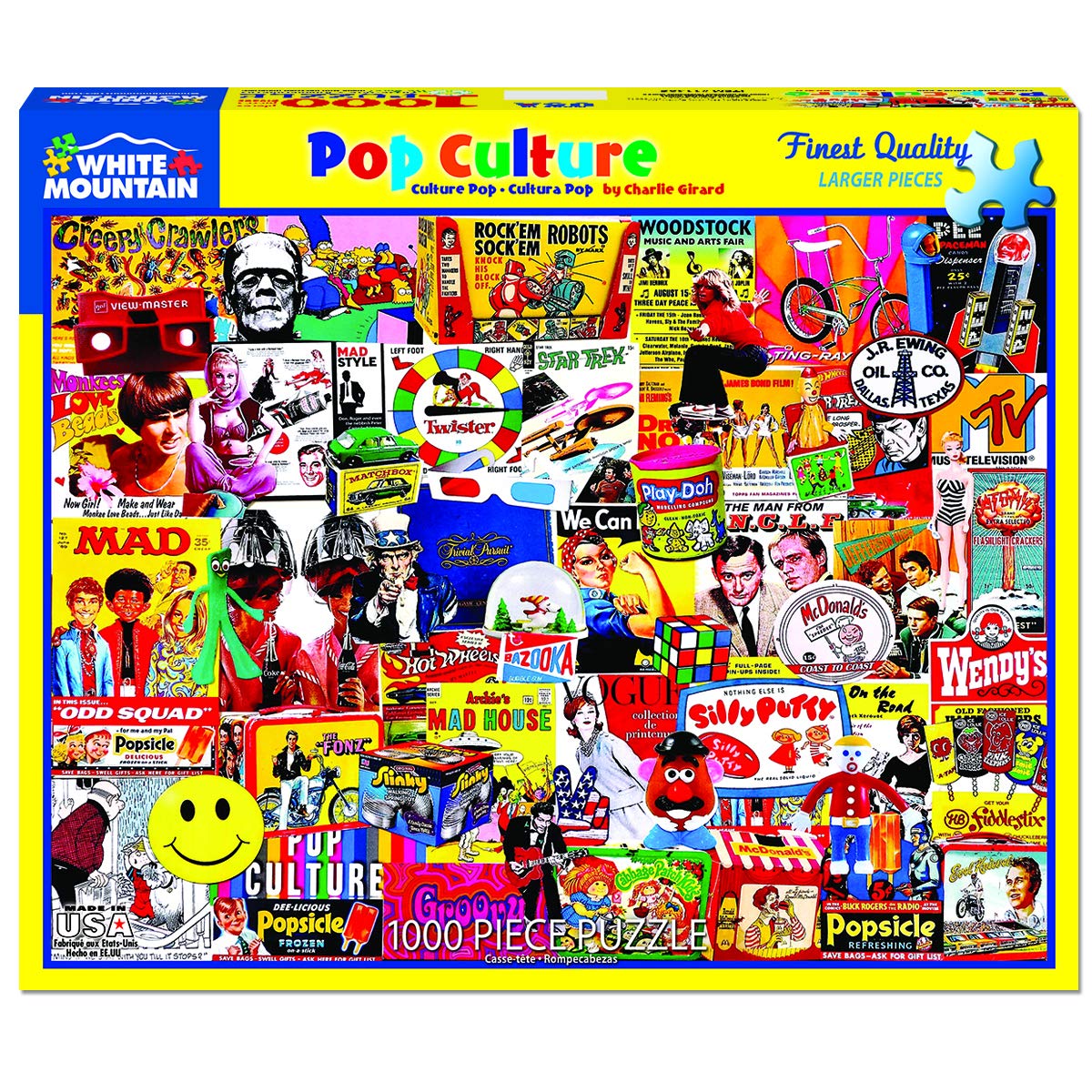White Mountain 1000 Piece Jigsaw Puzzle Retro Icons Collage, Pop Culture