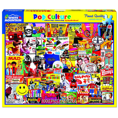 White Mountain 1000 Piece Jigsaw Puzzle Retro Icons Collage, Pop Culture