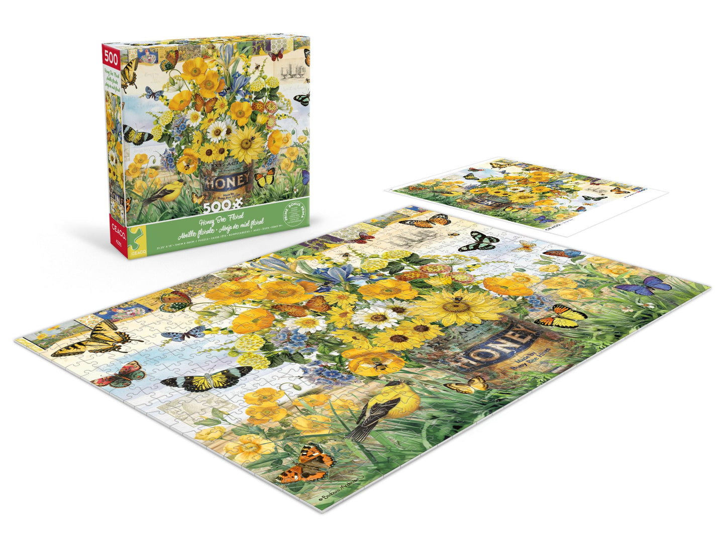 Ceaco - Honey Bee Floral - 500 Piece Jigsaw Puzzle for Adults
