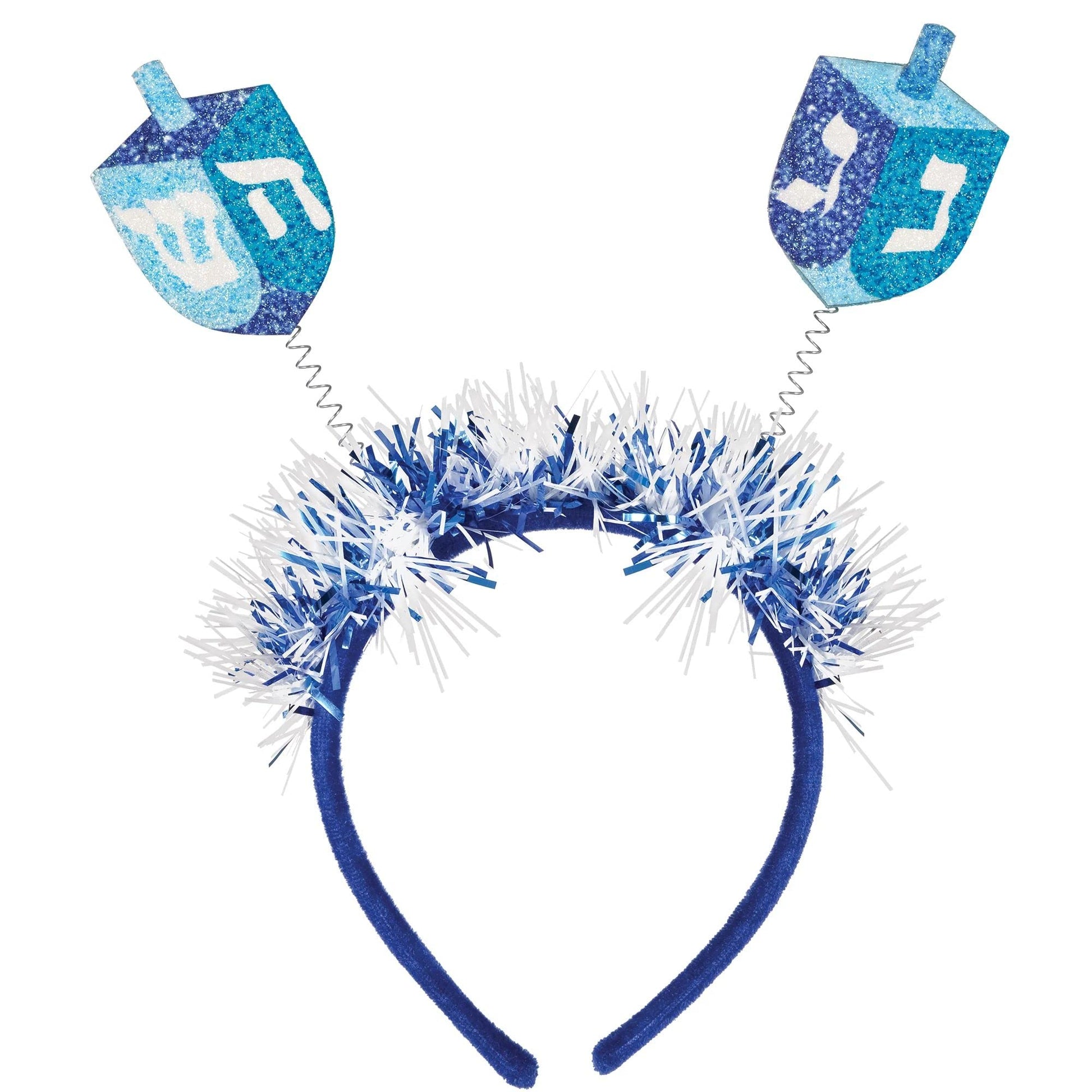 Blue Glitter, Felt & Tinsel Hanukkah Headbopper (9.5") - 1 Pc. | Dazzling Design, Perfect Party Accessory for Festive Celebrations