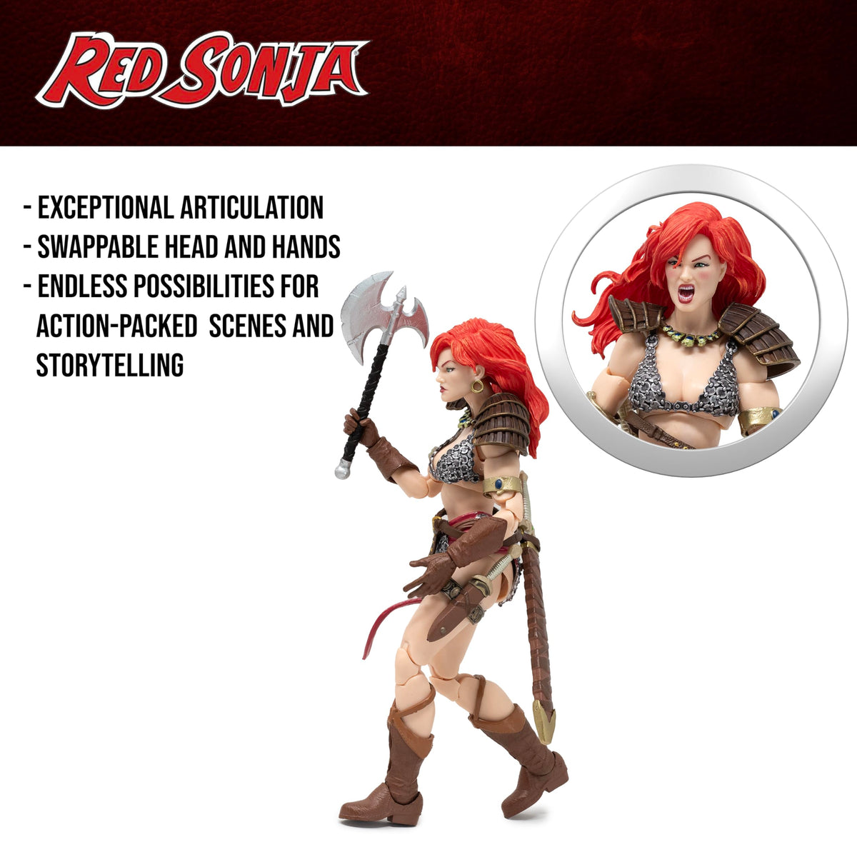 Boss Fight Studio Epic H.A.C.K.S. Red Sonja Deluxe Action Figure - Highly Articulated Collectible, Customizable Figurine with Complete Accessories