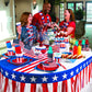 Fun Express American Flag Fringe Backdrop for 4th of July Decorations - 100ft Red White and Blue Streamers Party Decorations | Patriotic Decor