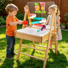 4in1 Water Table for Toddlers 1-3,Wooden Sensory Table & Sand Table for Kids,Indoor Outdoor Toddler Water Table with Slide Track Toys,3 Basins,Acrylic