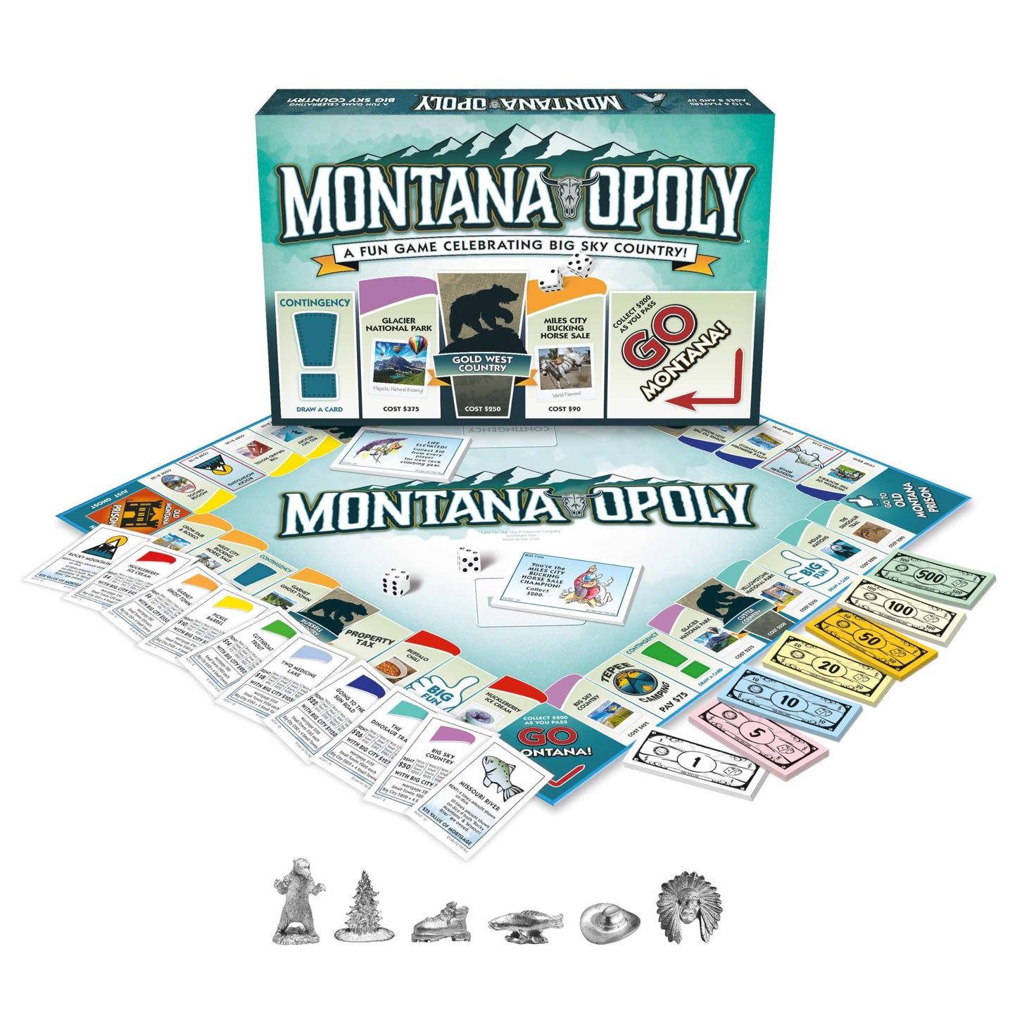 Late for The Sky Montana-Opoly Board Game, State-Themed Family Strategy Game, 2-6 Players, Ages 8+, Traditional or 1-Hour Play, Gift
