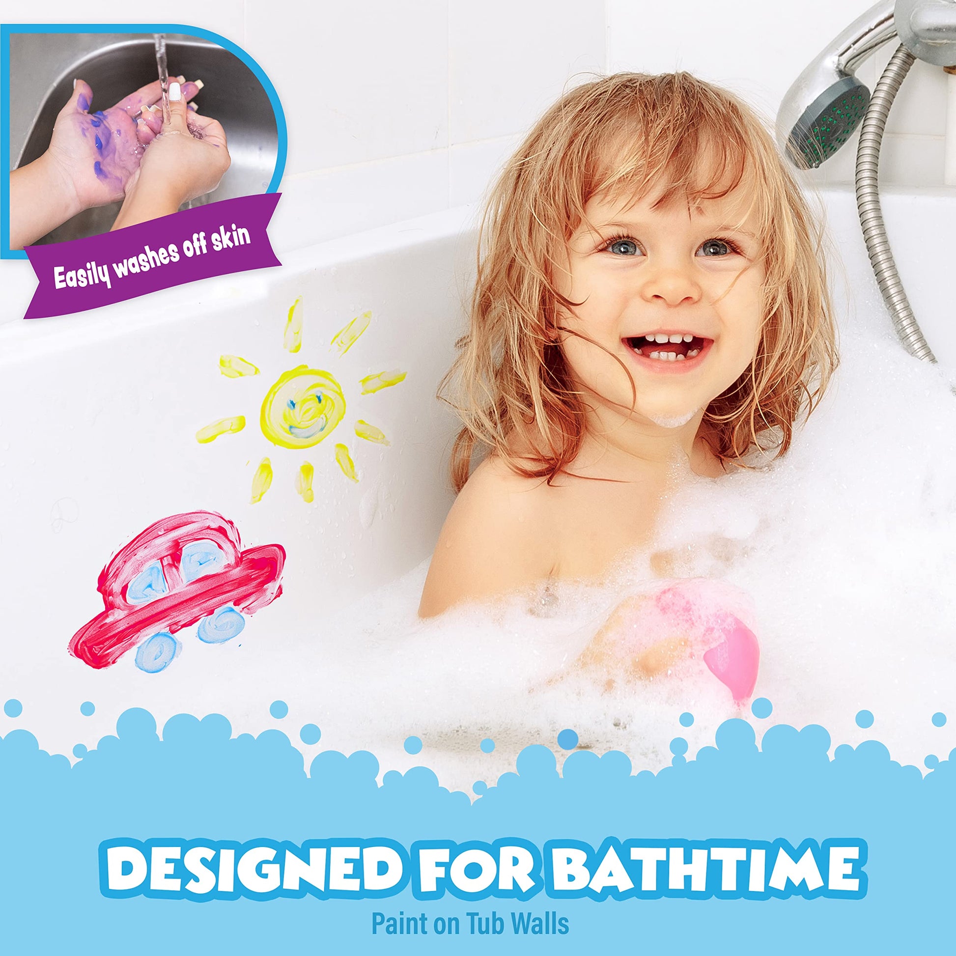 Tub Works® Bath Paint Soap Bath Toy, 24 Pack | Non-Toxic, Washable Bathtub Paint for Finger Painting in the Tub | Ideal Toddler Bath Toys for Creative