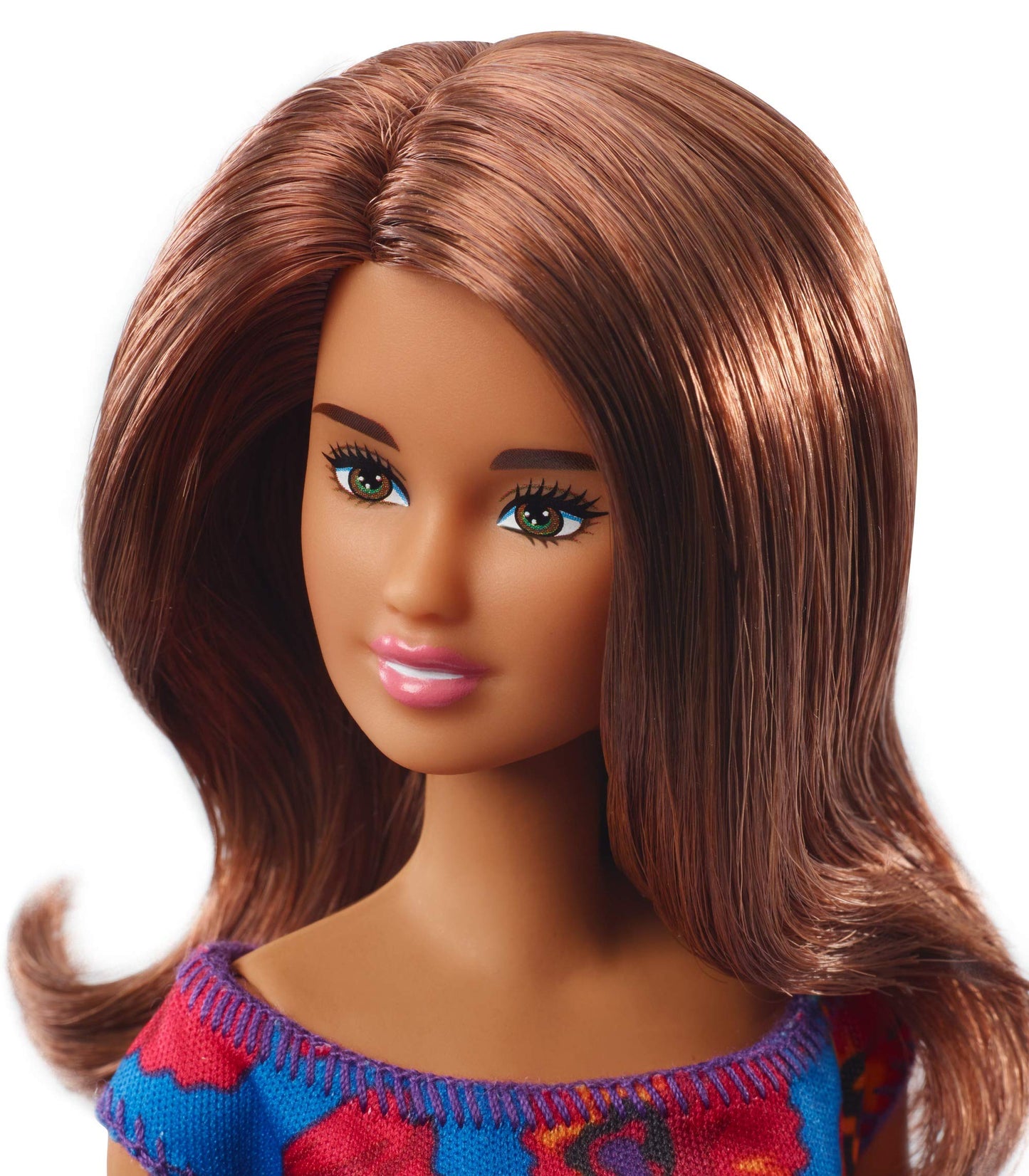 Barbie - Fashionista Doll with Brown Hair and Blue Dress with Flowers (Mattel GBK94), Multicolor
