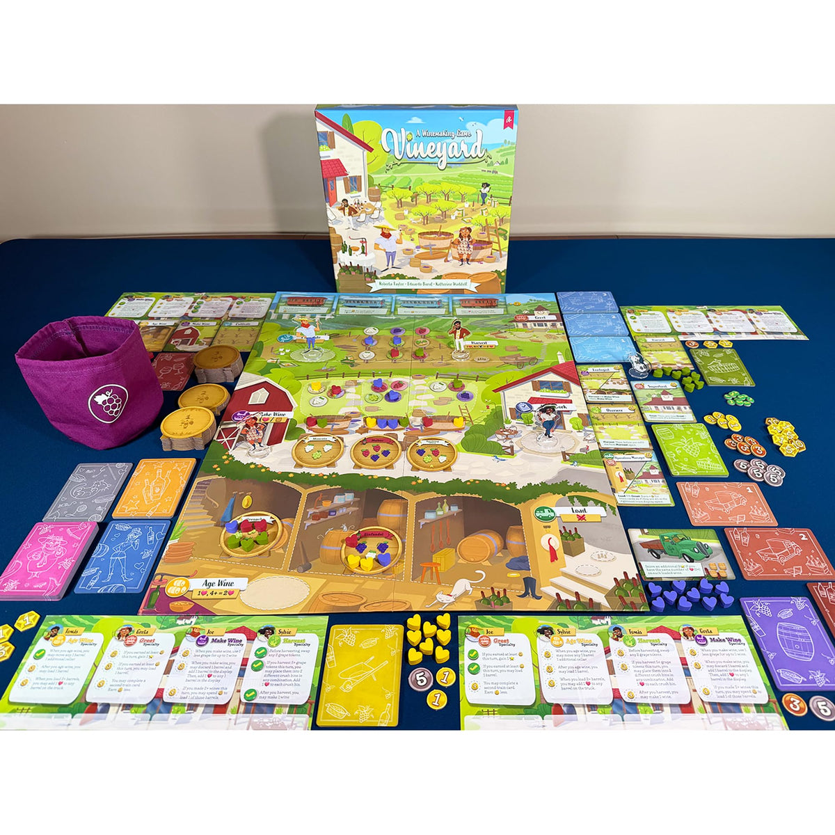 Pencil First Games: Vineyard - A Wine-Making Board Game, Worker Placement, Push Your Luck, Upgrade-As-You-Play, Card Management, Ages 13+, 1-4 Players
